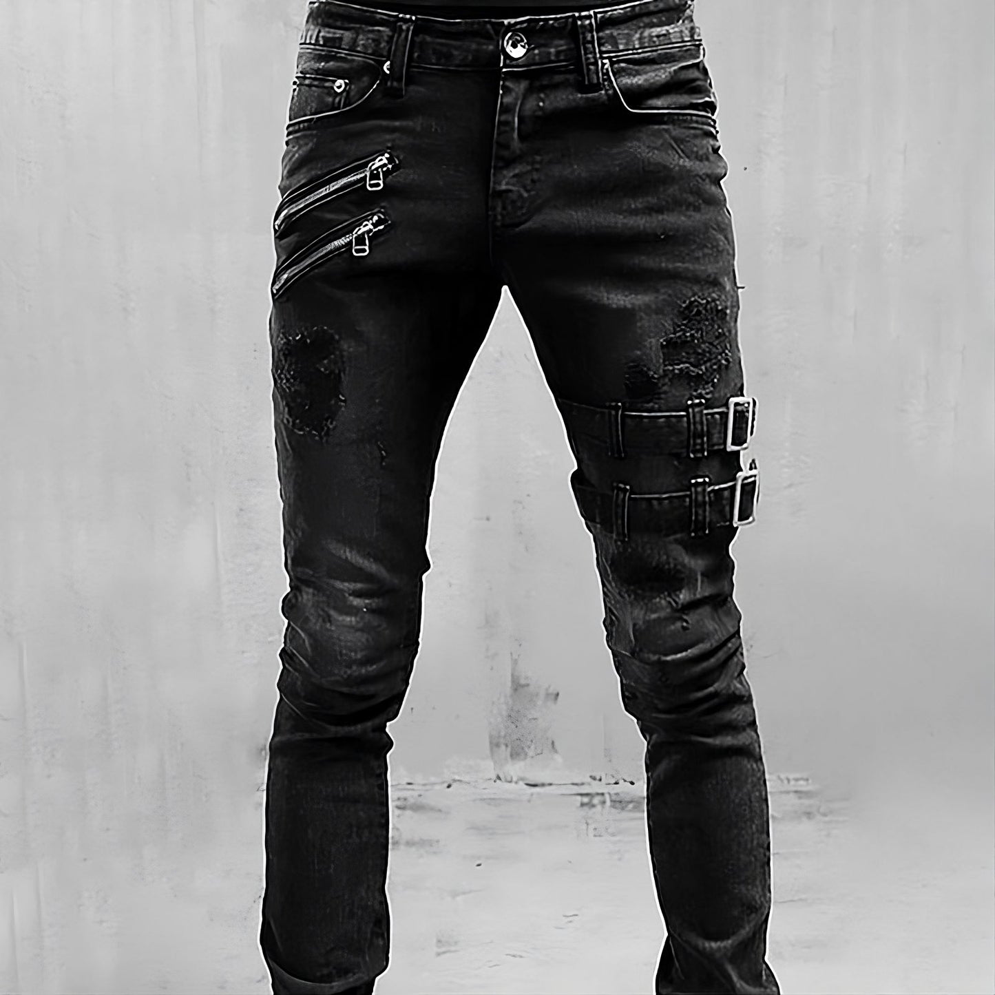 Trendy Men's Skinny Blue Jeans