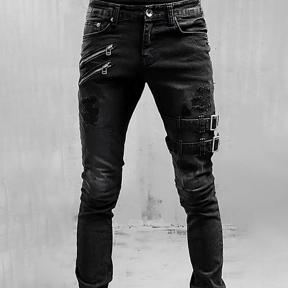 Trendy Men's Skinny Blue Jeans