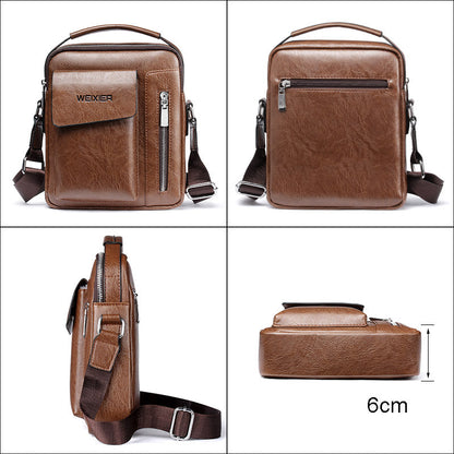 Stylish Mens Crossbody Bag - Faux Leather Satchel with Strap