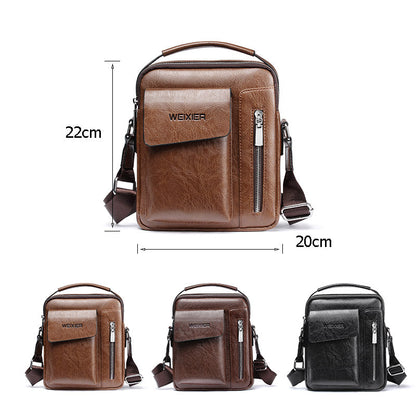 Stylish Mens Crossbody Bag - Faux Leather Satchel with Strap
