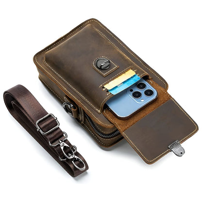 Practical Mens Leather Belt Bag with Adjustable Strap