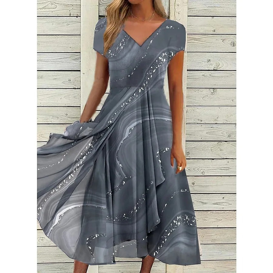 Isha | Chic V-neck Knee Length Dress
