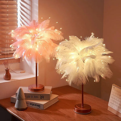 Tropical Leaf Table Desk Lamp, USB Rechargeable