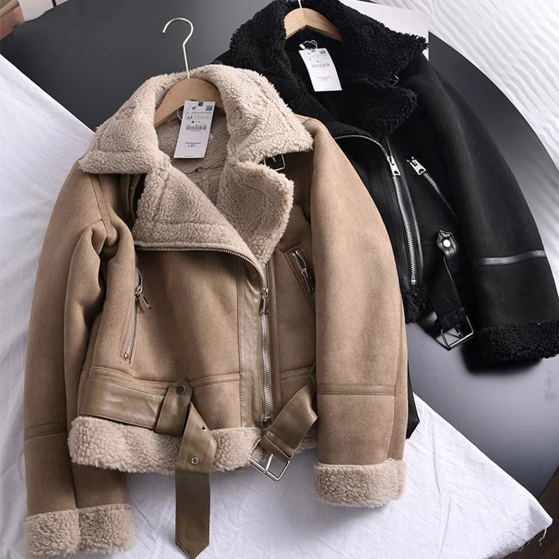 Alina | Women's Stylish Leather Puffer Coat