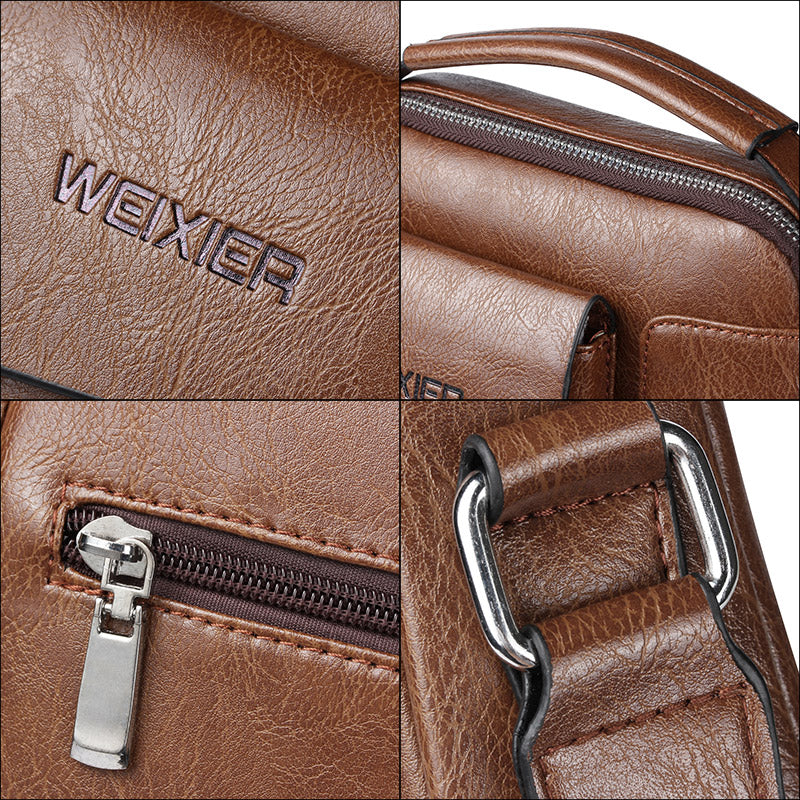 Stylish Mens Crossbody Bag - Faux Leather Satchel with Strap