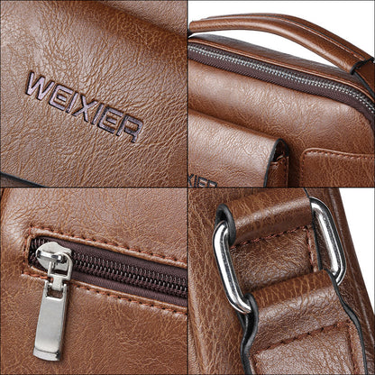 Stylish Mens Crossbody Bag - Faux Leather Satchel with Strap