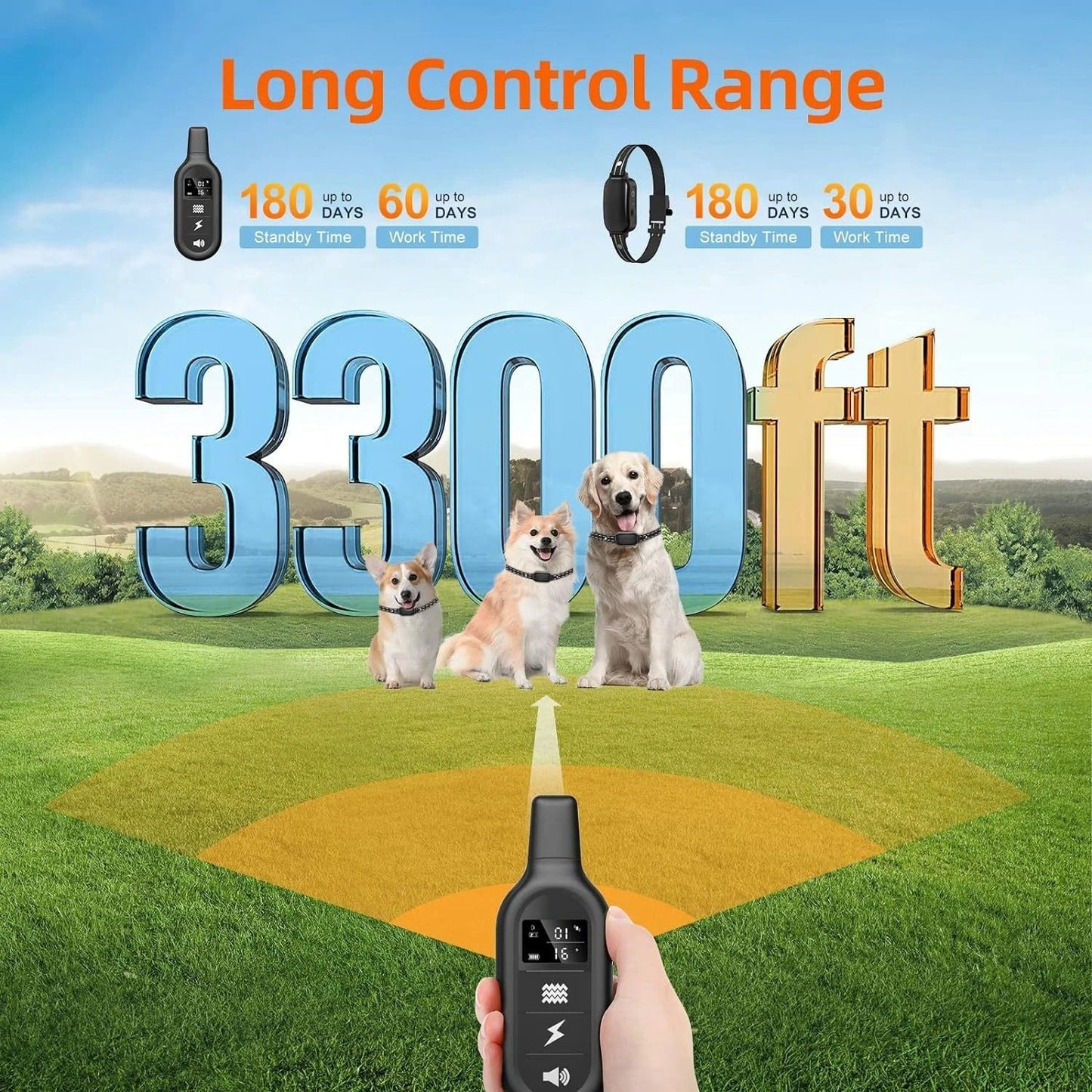 Durable Rechargeable 1000m Pet Training Collar