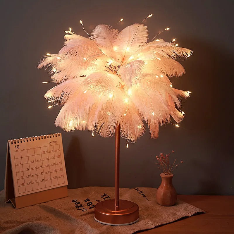 Tropical Leaf Table Desk Lamp, USB Rechargeable