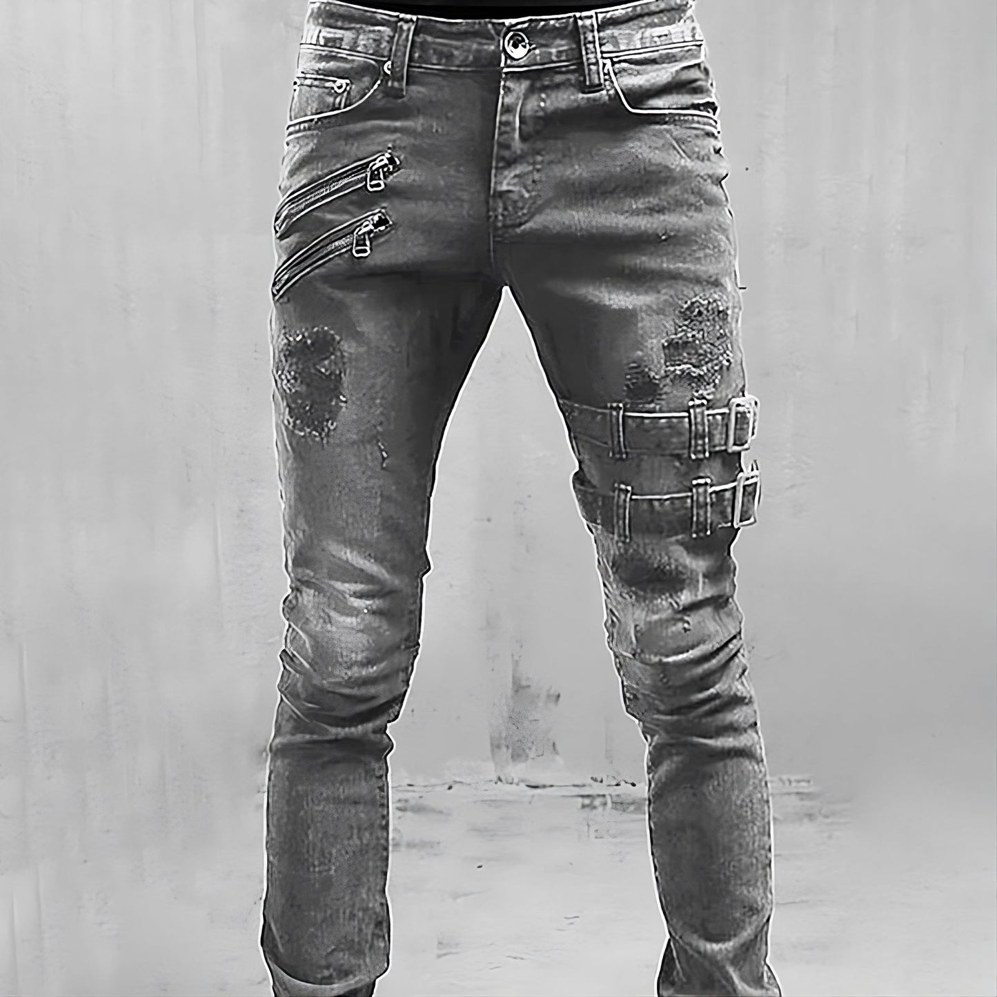 Trendy Men's Skinny Blue Jeans