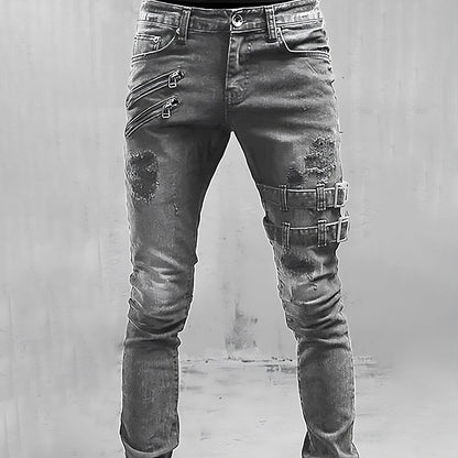 Trendy Men's Skinny Blue Jeans
