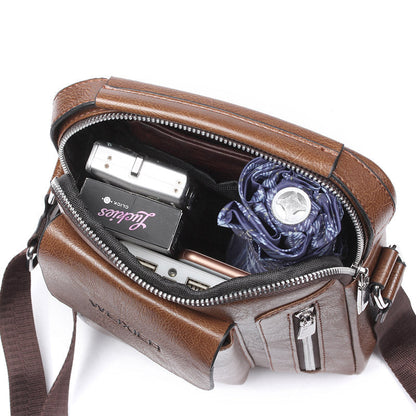 Stylish Mens Crossbody Bag - Faux Leather Satchel with Strap