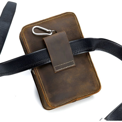 Practical Mens Leather Belt Bag with Adjustable Strap