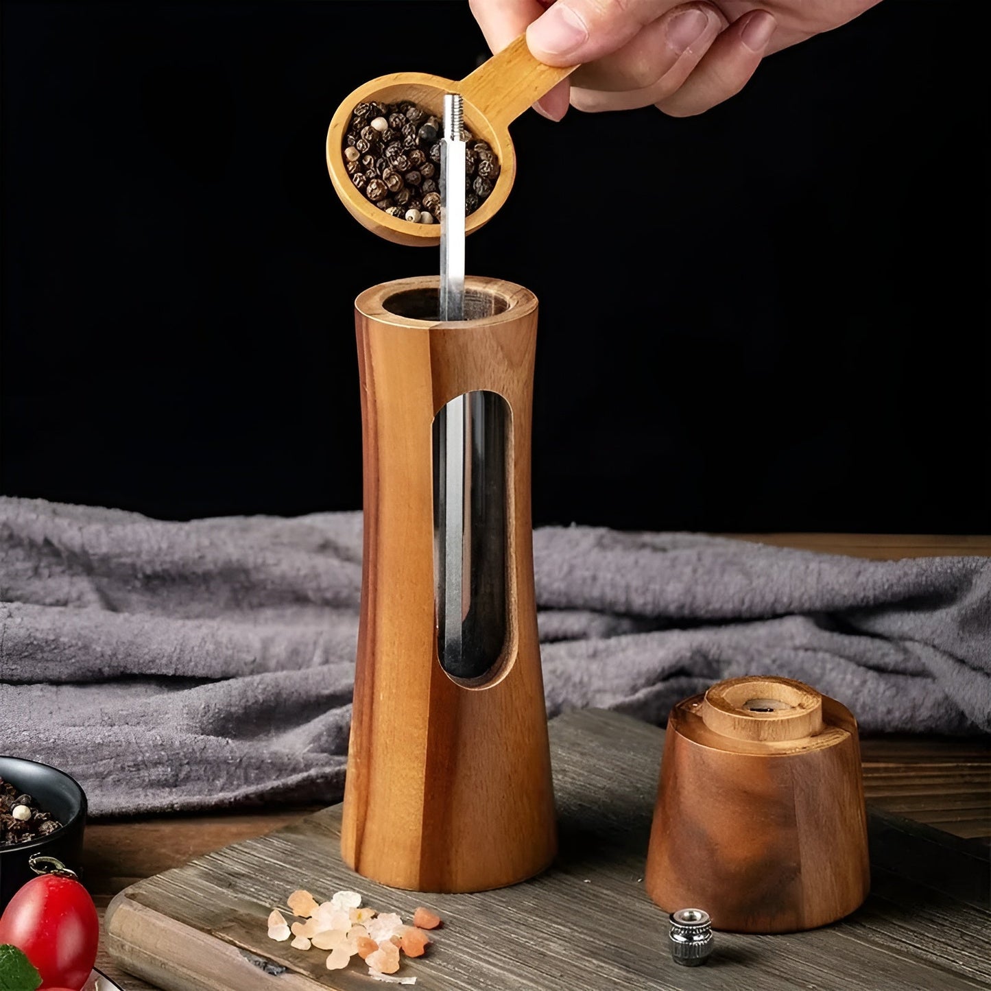 Classic Wooden Salt and Pepper Grinder Set