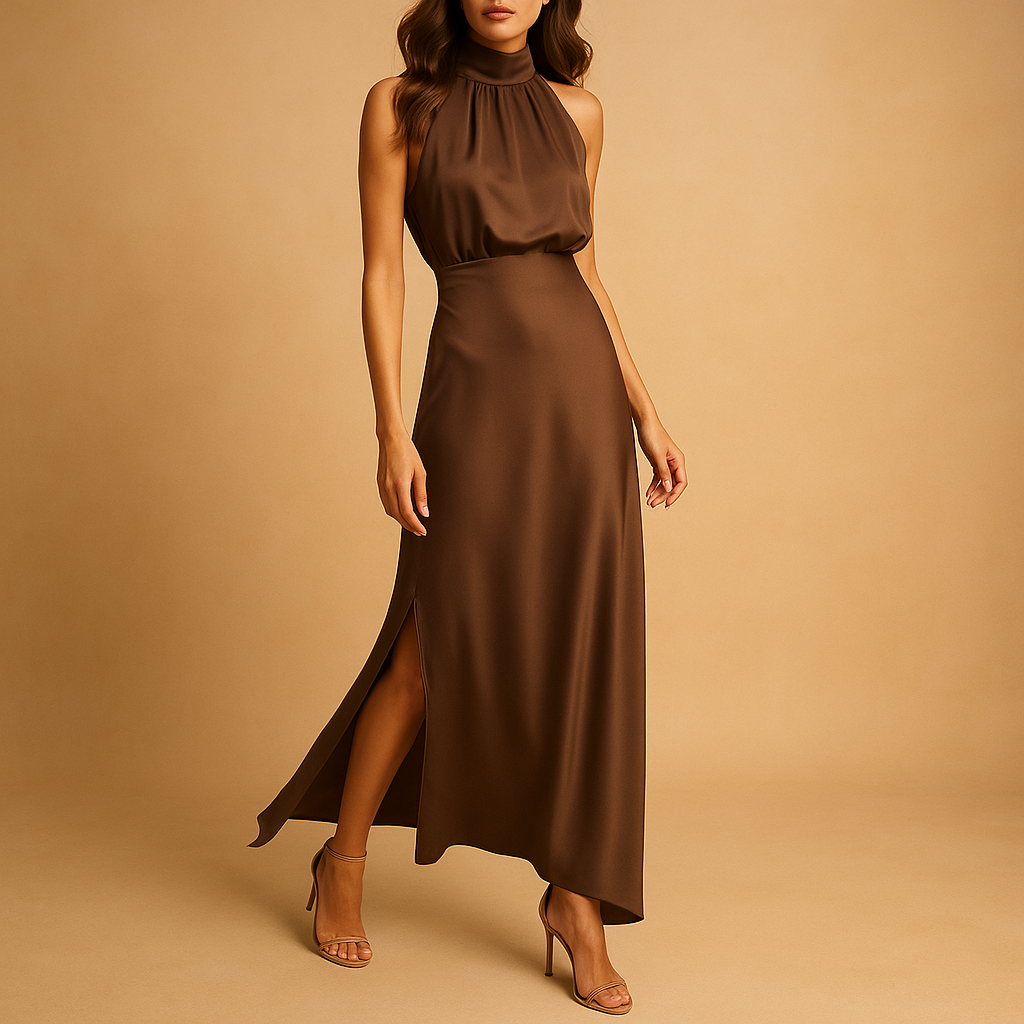 Elegant women’s maxi dress with side slit, perfect for summer outings, brunches, and warm-weather events.