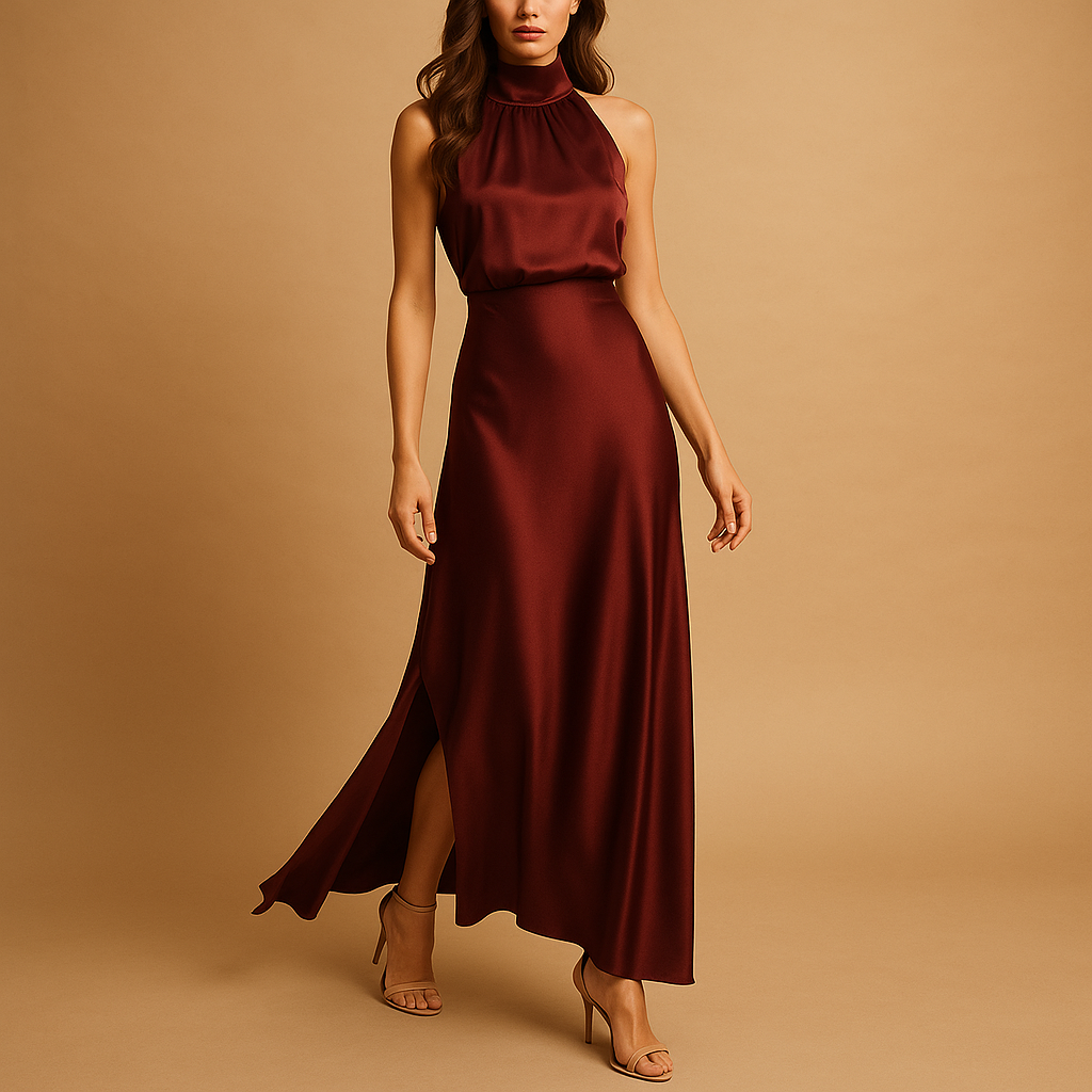 Elegant women’s maxi dress with side slit, perfect for summer outings, brunches, and warm-weather events.