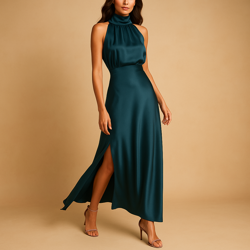 Elegant women’s maxi dress with side slit, perfect for summer outings, brunches, and warm-weather events.