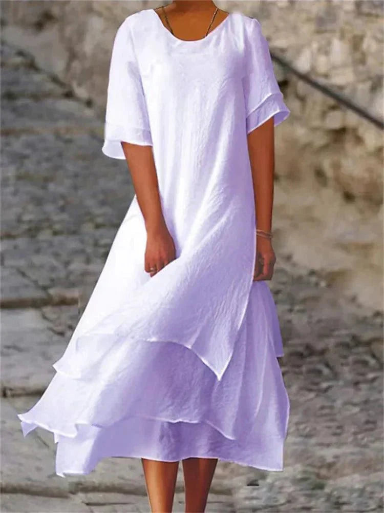 Maya | White Floral Maxi Dress for Women-4