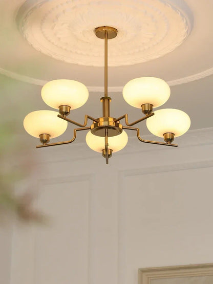 Medieval chandelier with Bauhaus style, featuring elegant details and multiple light fixtures, for home decor.