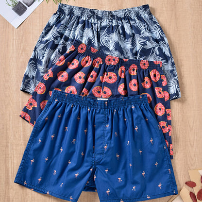 "Men's 100% cotton boxers with modern plant print, showcasing stylish comfort and breathability for daily wear."