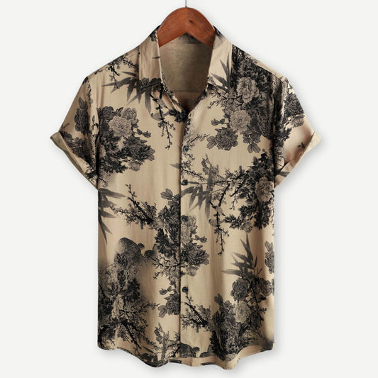 Classic Casual Floral Short Sleeve Mens Shirt - Luxivelle