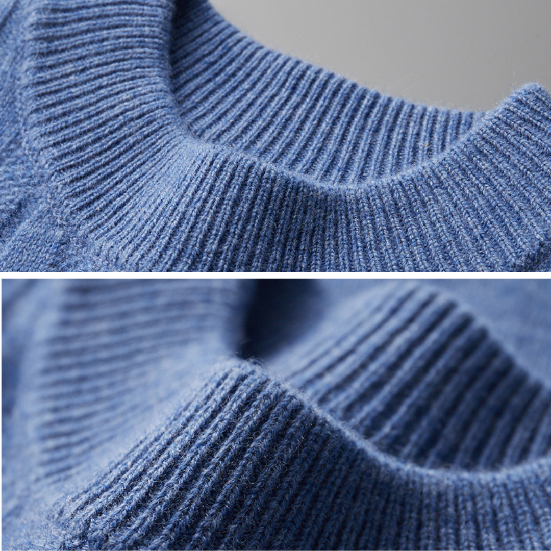 "Men's beige cashmere polo sweater, 100% cashmere, elegantly tailored, ultra-soft texture, versatile for all occasions."