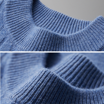 "Men's beige cashmere polo sweater, 100% cashmere, elegantly tailored, ultra-soft texture, versatile for all occasions."