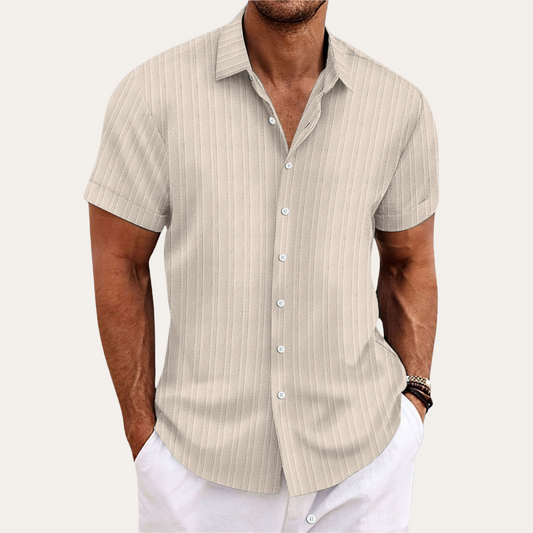 Casual Classic Striped Mens Short Sleeve Shirt - Luxivelle