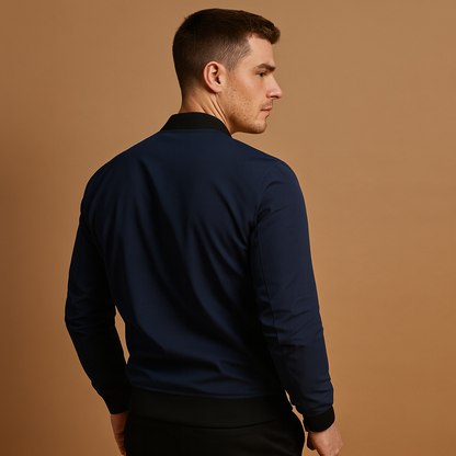 Men’s lightweight bomber jacket with classic design and zipper closure, suitable for all seasons and casual styling.