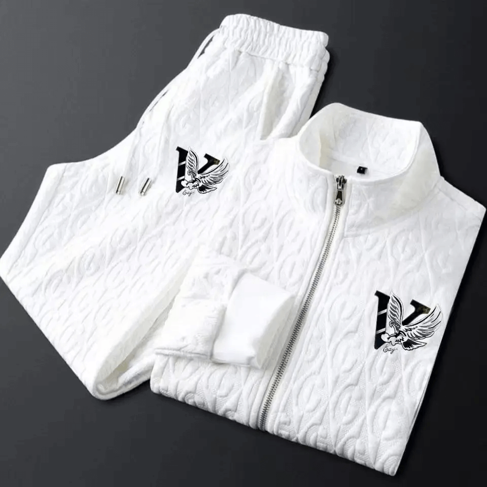 Warm Men's Knit Jogger Suit with Zip Up Jacket - Luxivelle