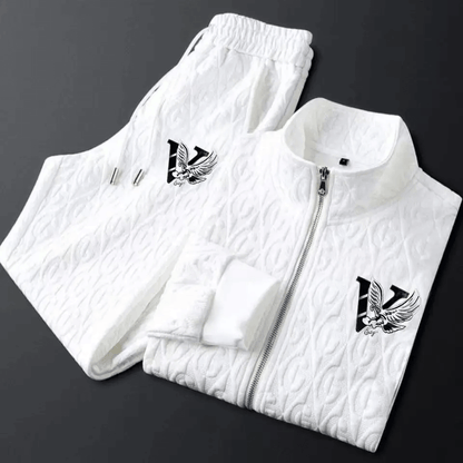 Warm Men's Knit Jogger Suit with Zip Up Jacket - Luxivelle