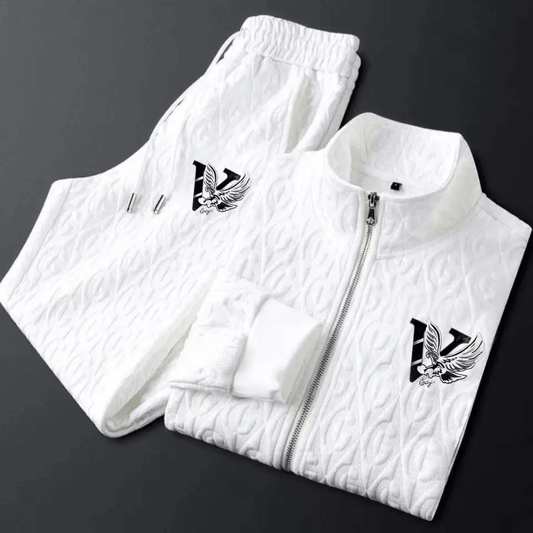 Warm Men's Knit Jogger Suit with Zip Up Jacket - Luxivelle
