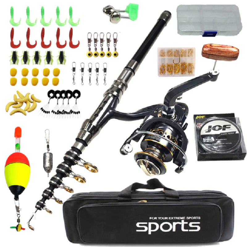 Portable Telescopic Spinning Fishing Rod Combo Set - Luxivelle