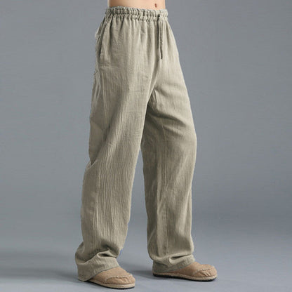 Men's casual comfort fit linen trousers, relaxed style in multiple colors, breathable fabric perfect for warm weather.
