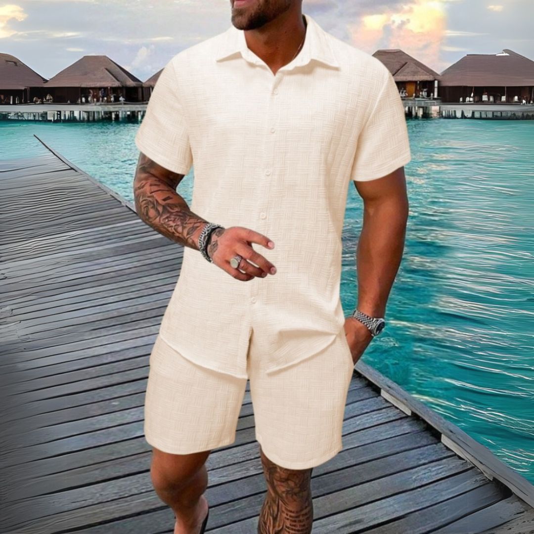 Relaxed Fit Summer Shirt Shorts Combo - Mens Cotton - Luxivelle