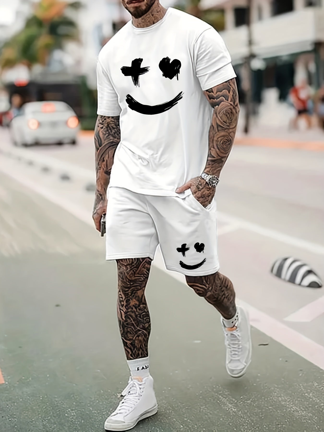 Fun Graphic Tee and Shorts Set for Men - Luxivelle
