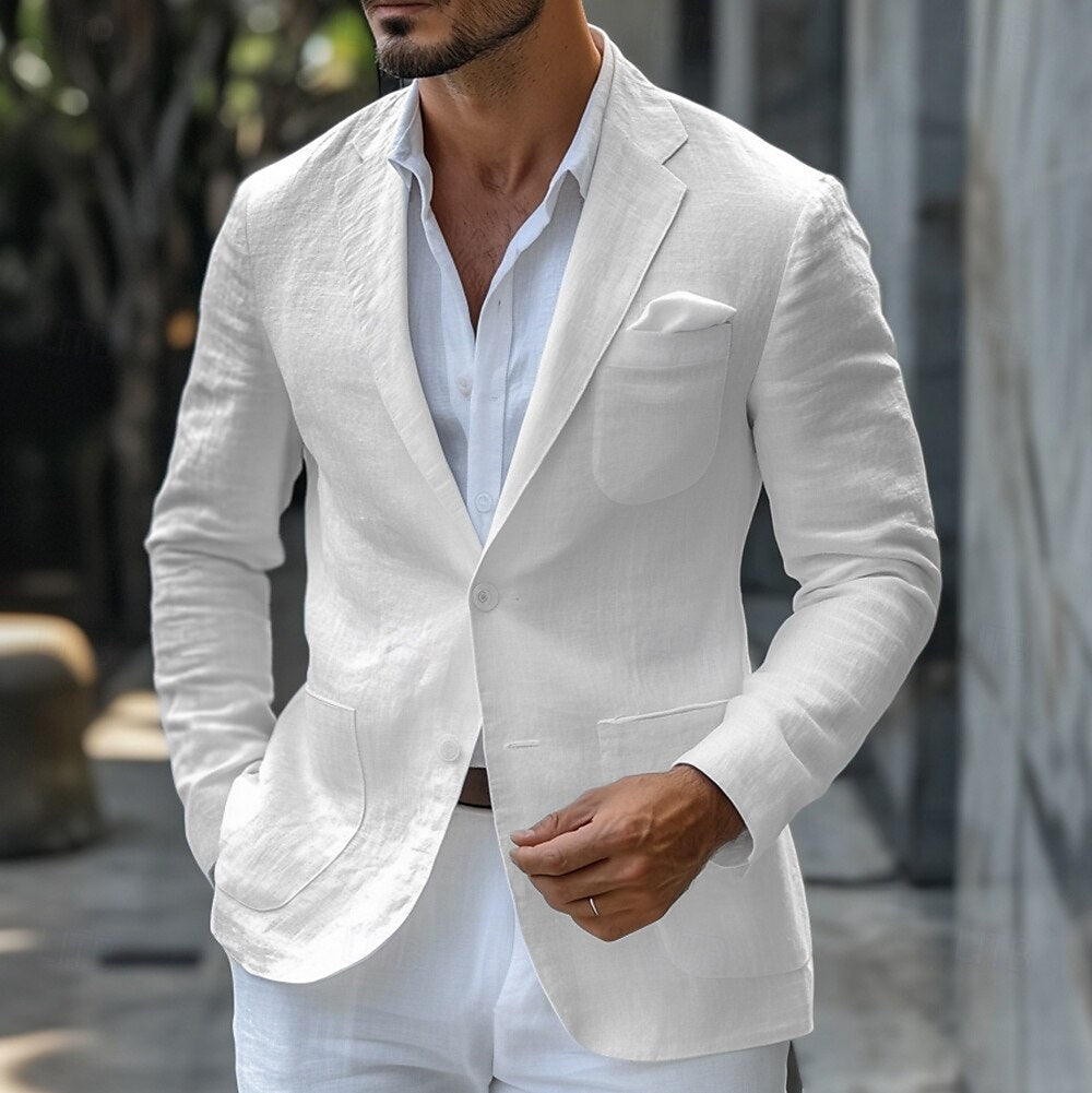 Stylish Mens Linen Jacket - Lightweight Summer Blazer - Luxivelle