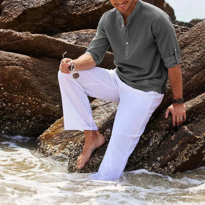 Natural Linen Cotton Shirt - Traditional Fit Collar - Luxivelle