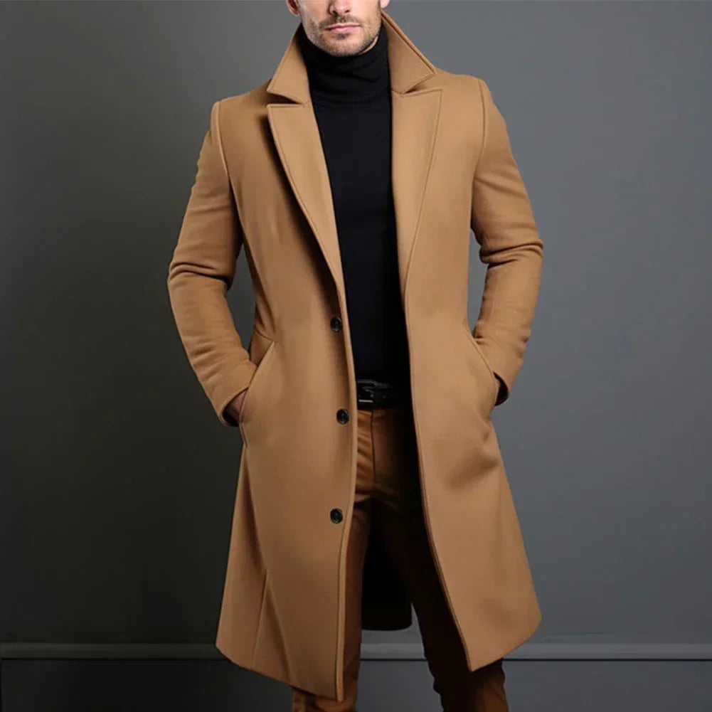 Timeless Fit Mens Wool Coat – Navy, Black, Beige - Luxivelle