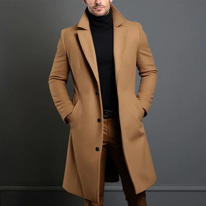 Timeless Fit Mens Wool Coat – Navy, Black, Beige - Luxivelle