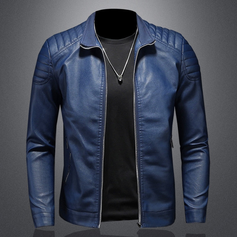 Men's Premium Faux Leather Biker Jacket - Luxivelle