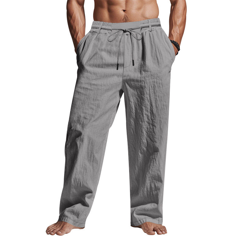 Men's Relaxed Fit Linen Pants with Elastic Waist - Luxivelle