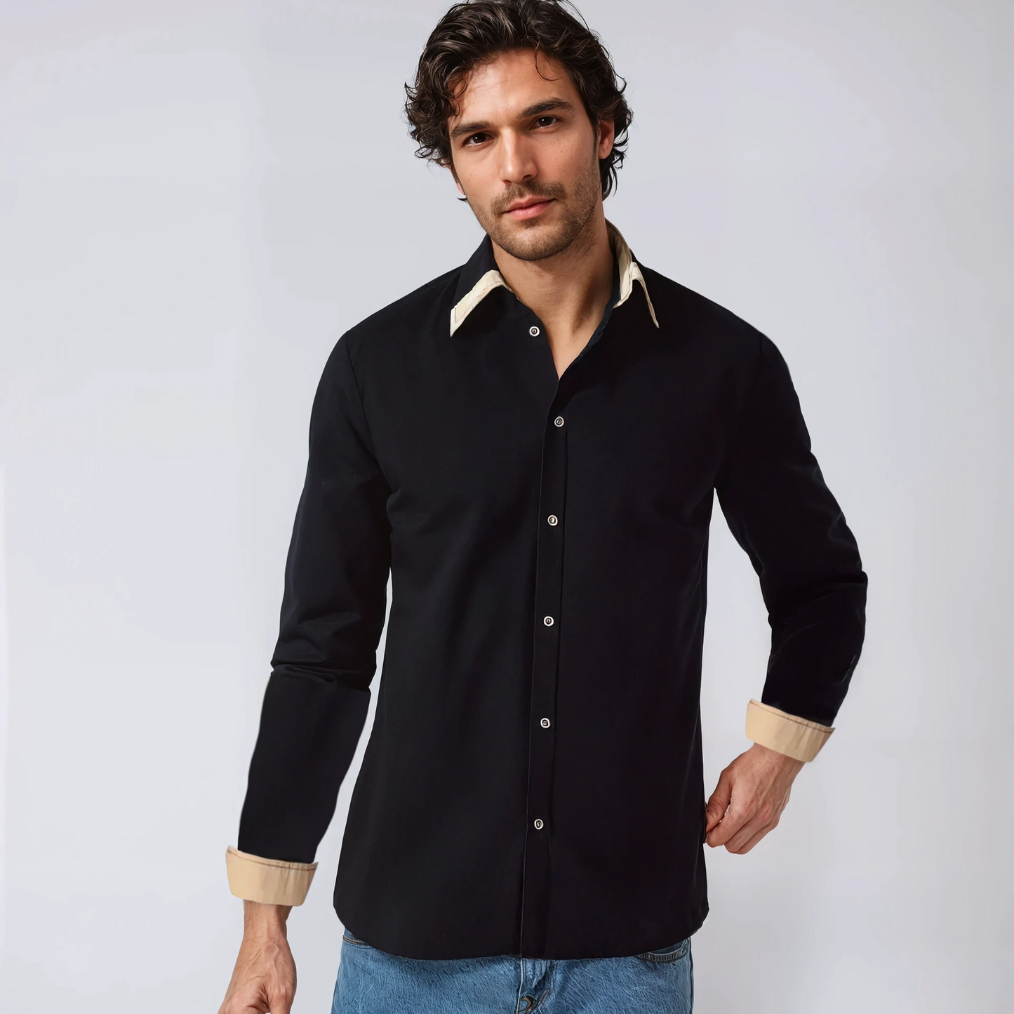 Classic Fit Dress Shirt with Contrast Trim - Luxivelle