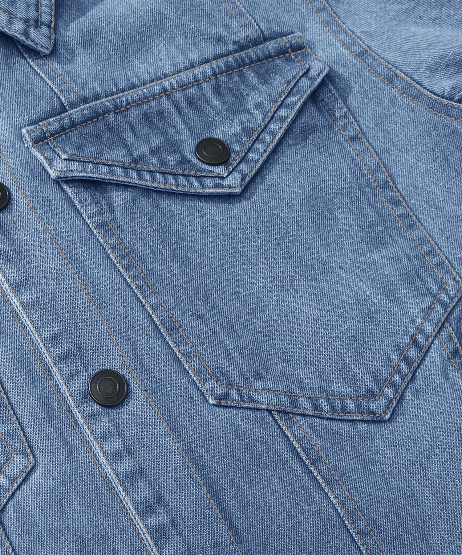 Men's denim wanderer jacket, flannel-lined, brown color, dual chest pockets, button-front closure, rugged and stylish.