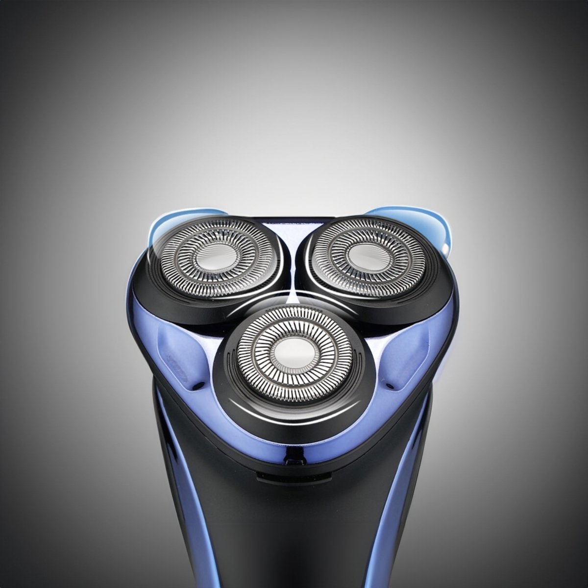 "Men's electric shaver with 3D flexible heads, sleek design, ideal for precise, smooth face contour shaving."