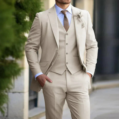 Men's Classic Slim Fit 3-Piece Business Suit - Luxivelle