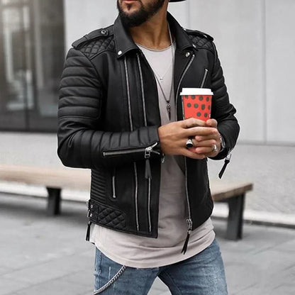 Classic Men's Synthetic Leather Zip Jacket - Luxivelle