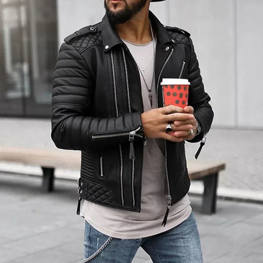 Classic Men's Synthetic Leather Zip Jacket - Luxivelle