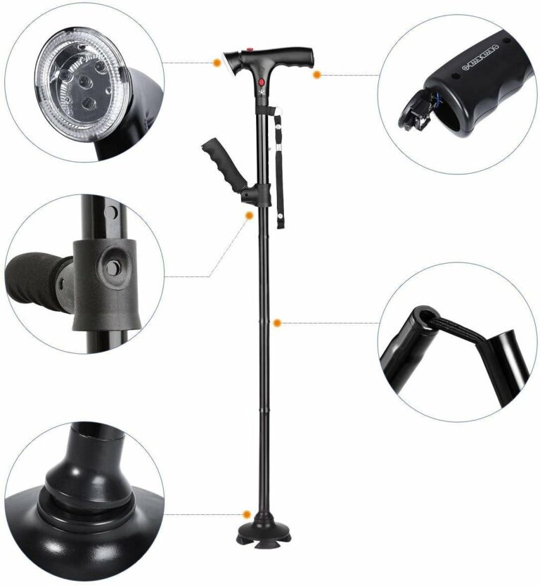 Portable Folding Walking Stick with LED Flashlight - Luxivelle