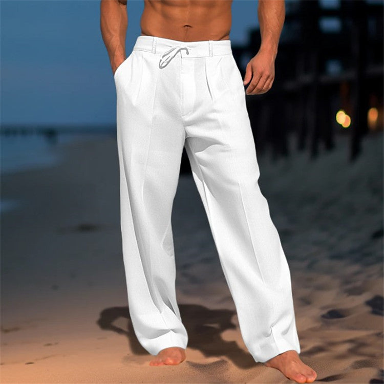 Comfortable Linen Pants with Elastic Waistband - Luxivelle