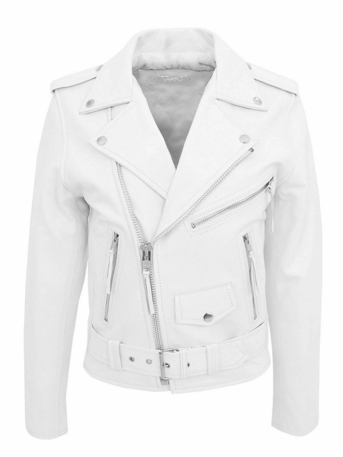 Men's Real Leather Motorcycle Jacket with Zipper Front - Luxivelle
